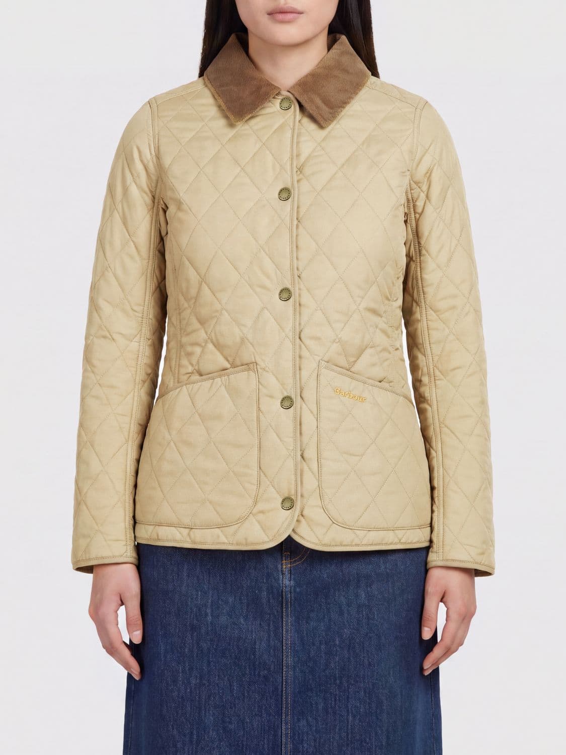 Barbour Annadale Slim Fit Quilted Jacket with Corduroy Collar