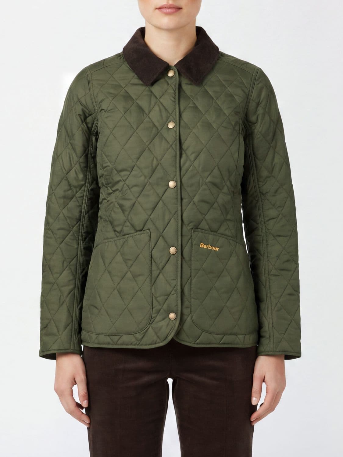 Barbour Annadale Slim Fit Quilted Jacket with Corduroy Collar