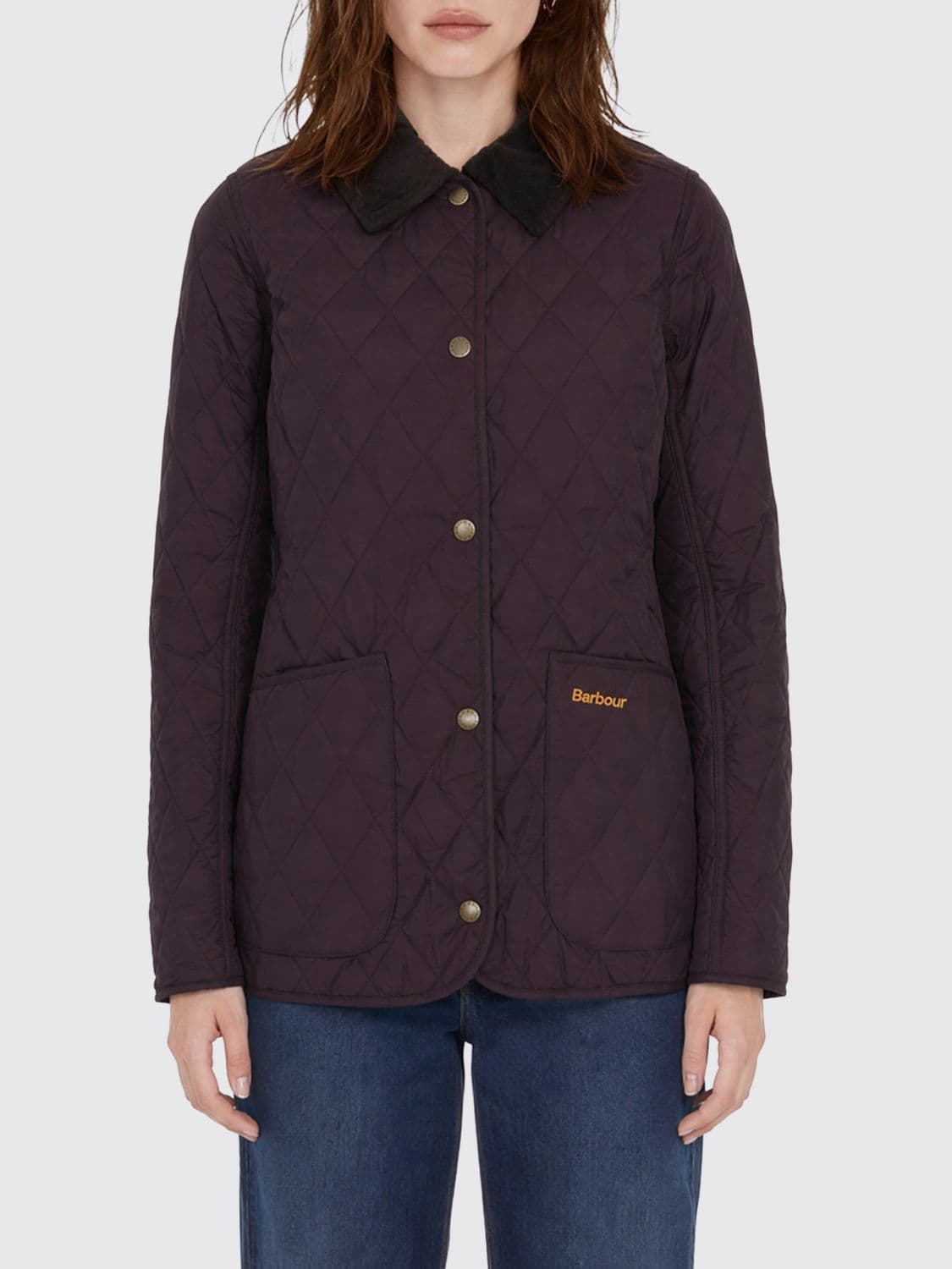 Barbour Annadale Slim Fit Quilted Jacket with Corduroy Collar