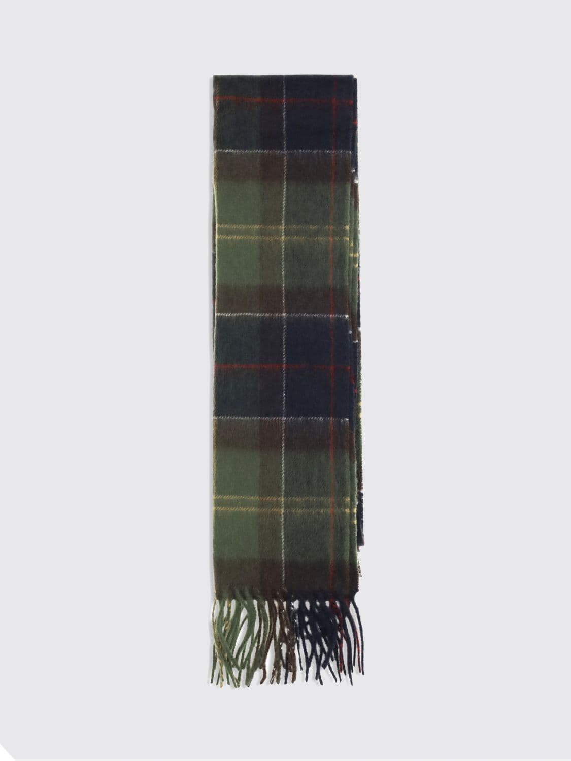 Barbour Rectangular Tartan Wool and Cashmere Scarf with Fringes