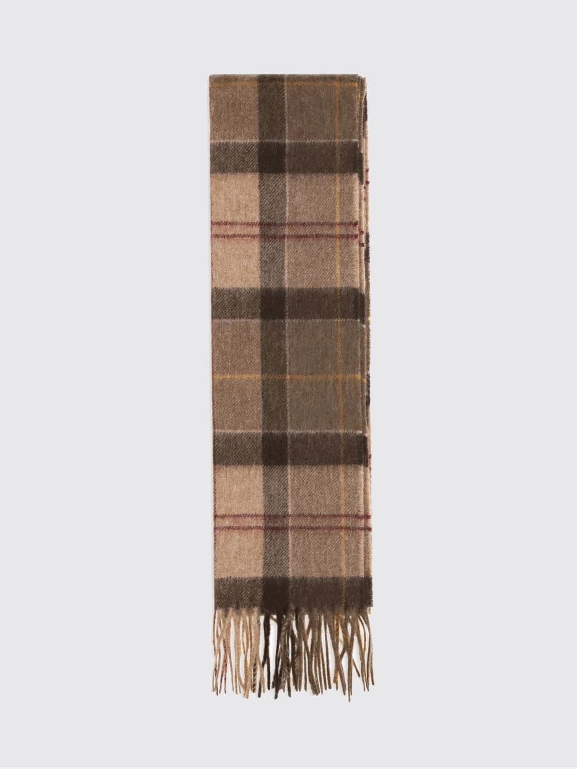 Barbour Rectangular Tartan Wool and Cashmere Scarf with Fringes