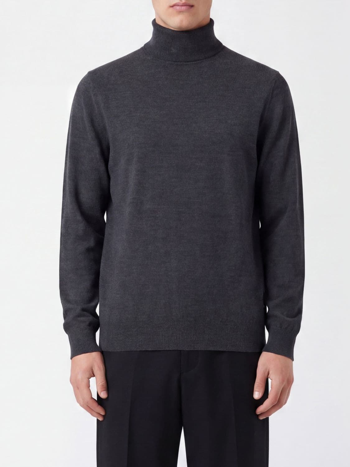 Giorgio Armani Pure Cashmere Turtleneck with Long Sleeves and Ribbed Trims