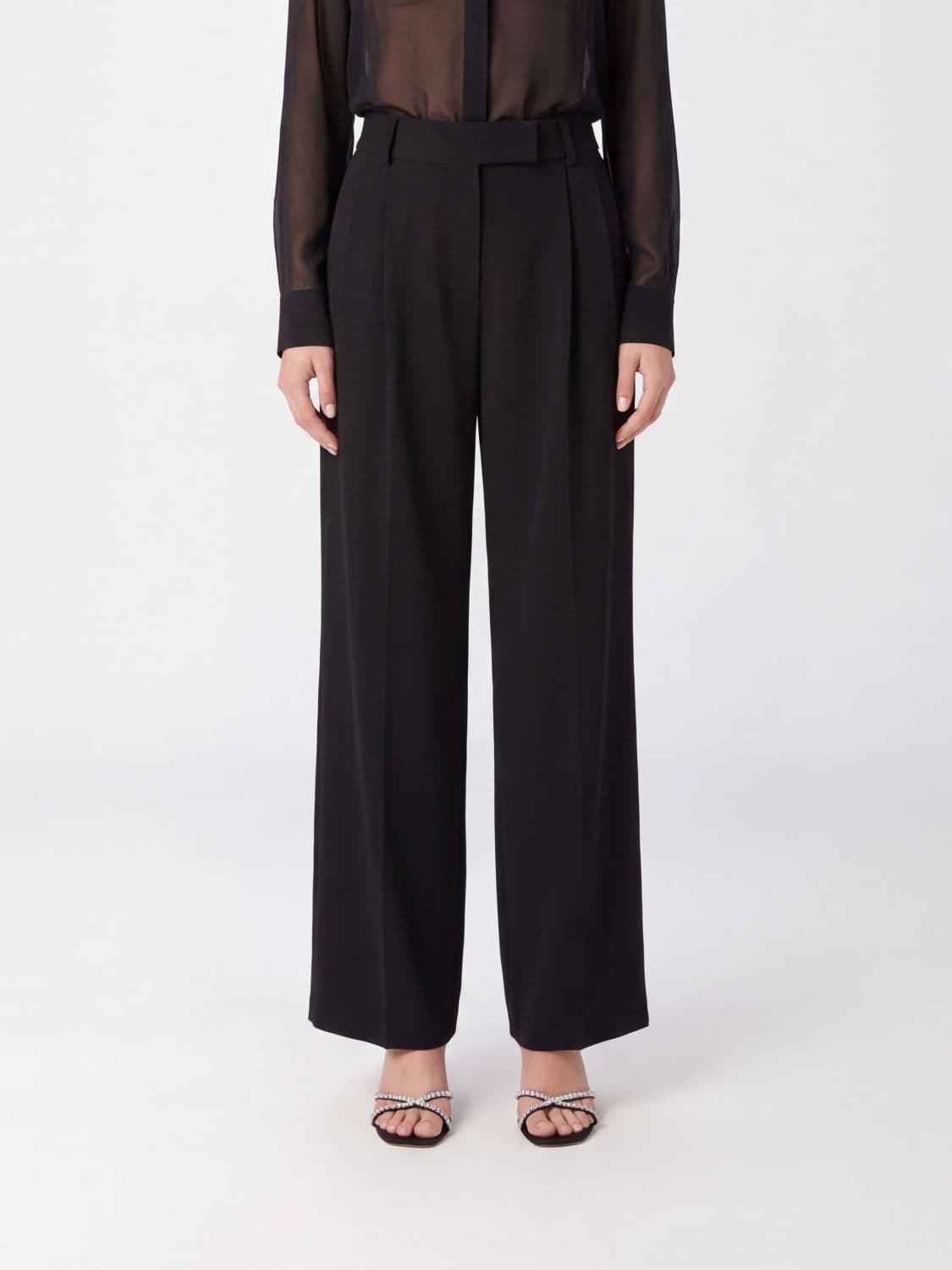 Giorgio Armani High-Waisted Wide-Leg Tailored Silk Trousers