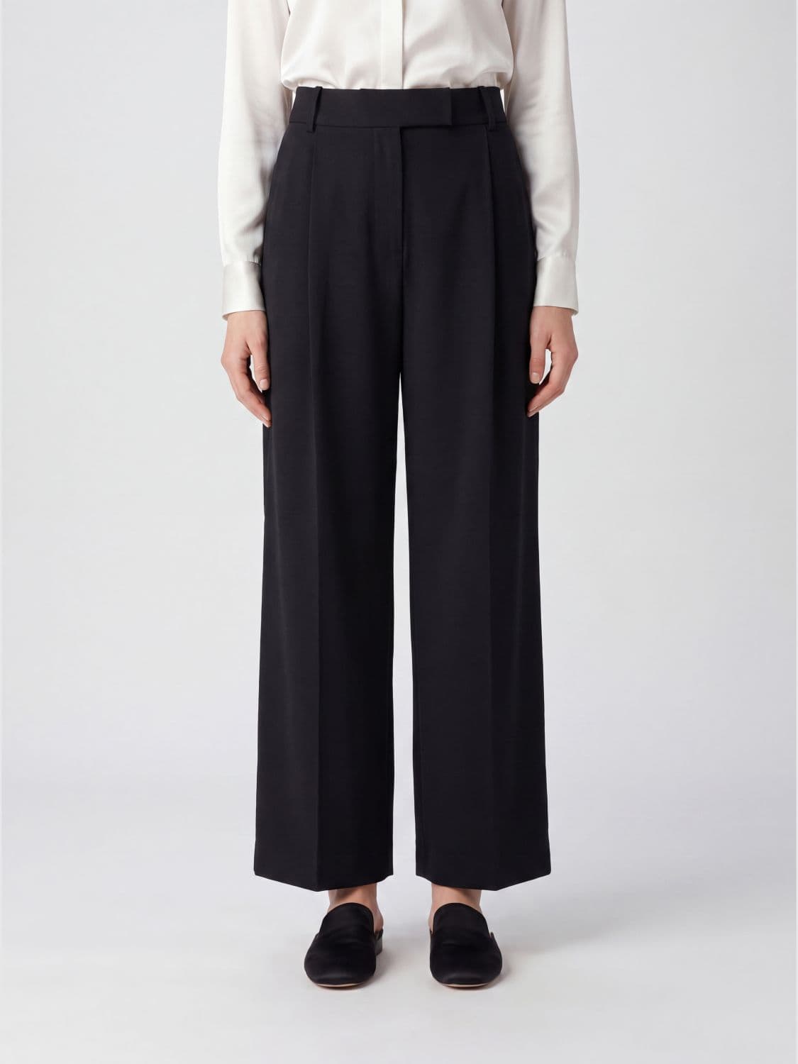 Giorgio Armani High-Waisted Wide-Leg Tailored Silk Trousers