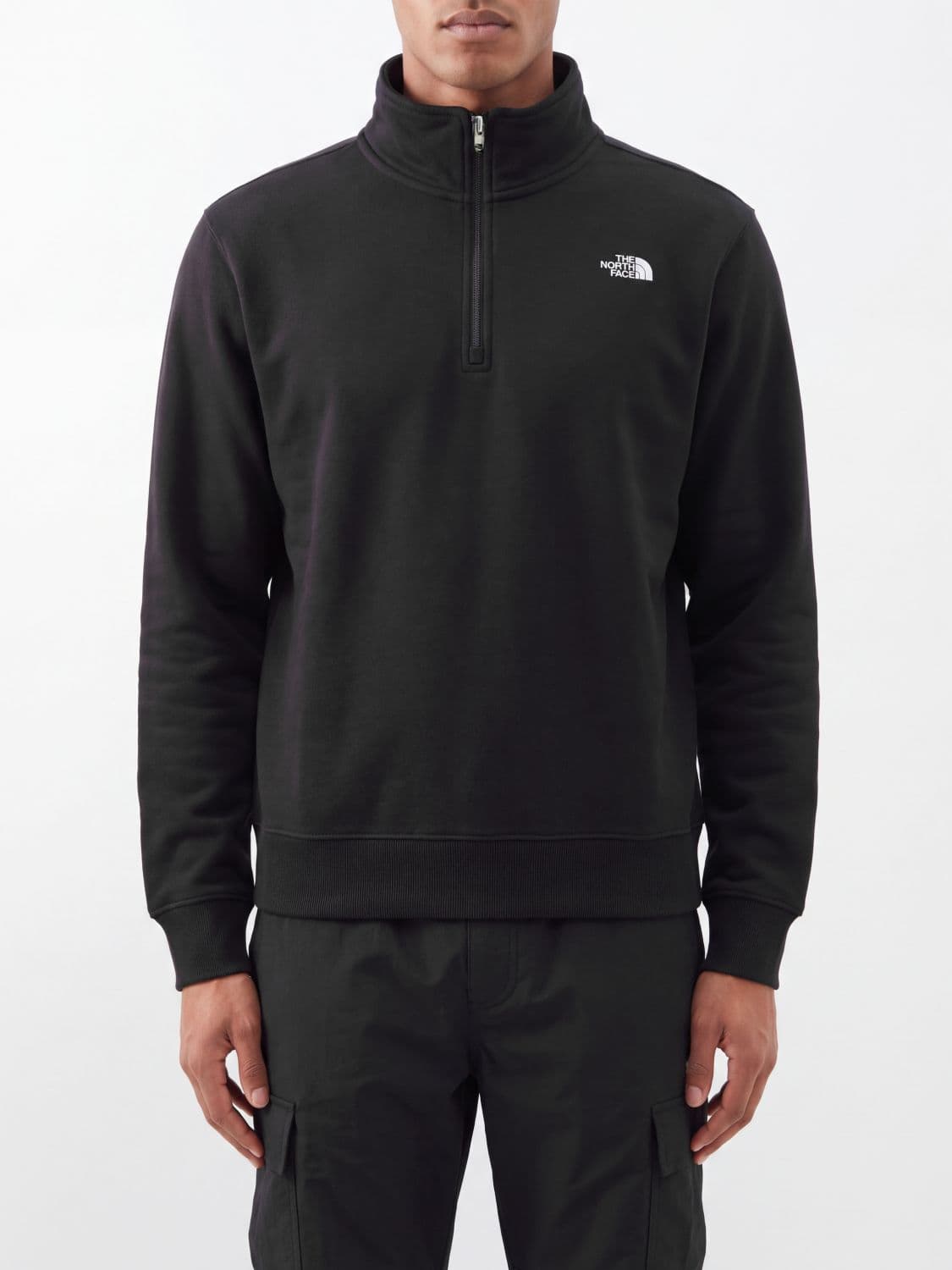 The North Face Turtleneck Half-Zip Cotton-Blend Sweatshirt with Contrast Logo