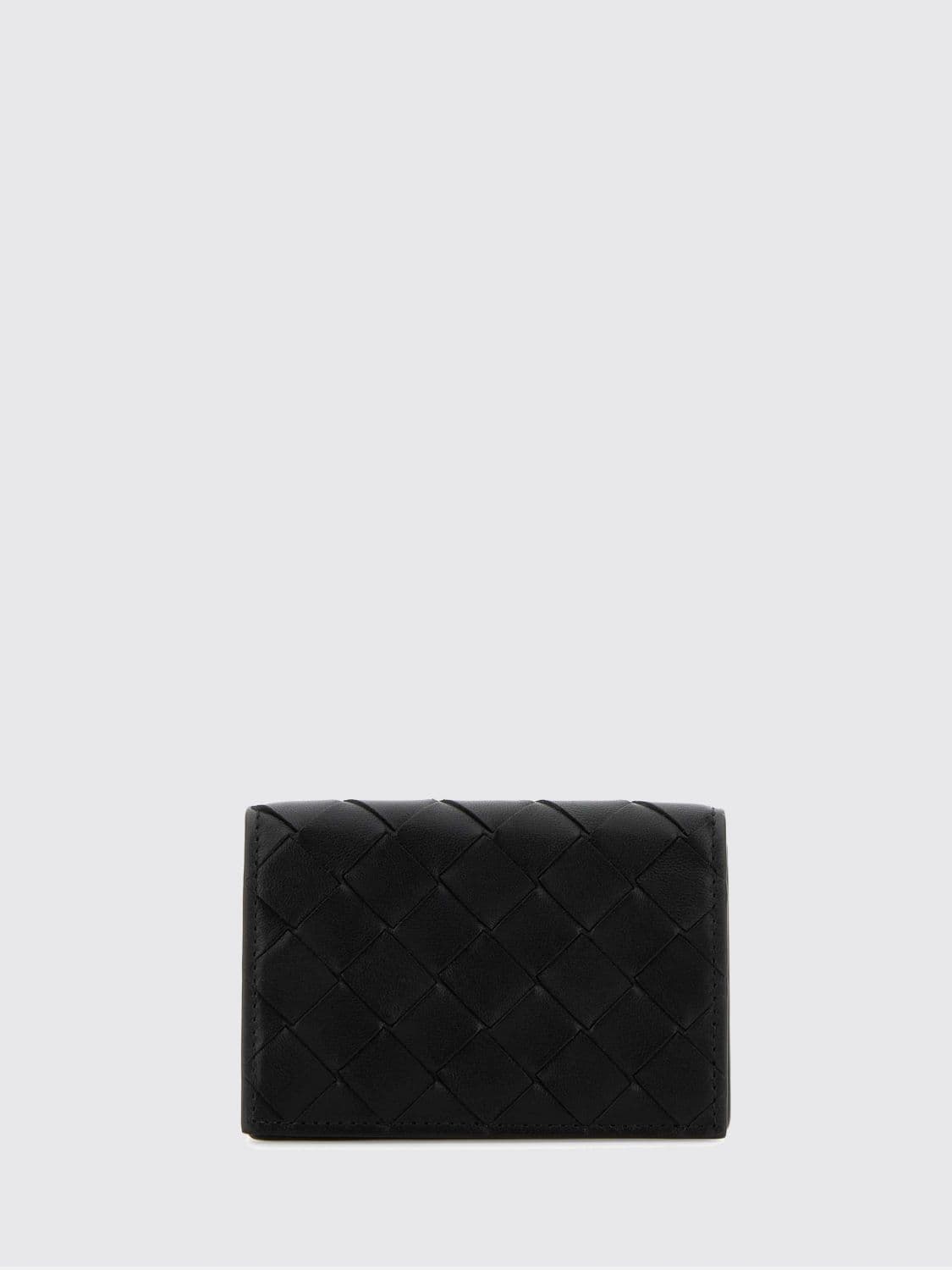 Bottega Veneta Bifold Woven Lambskin Card Holder with Snap Button