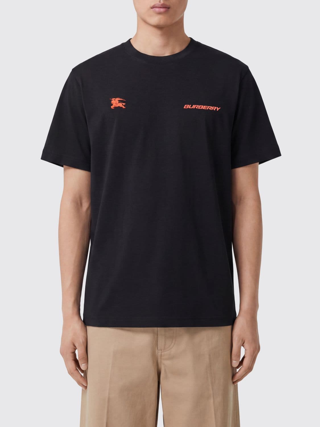 Burberry Cotton T-shirt with Graphic Print and Contrasting Logo