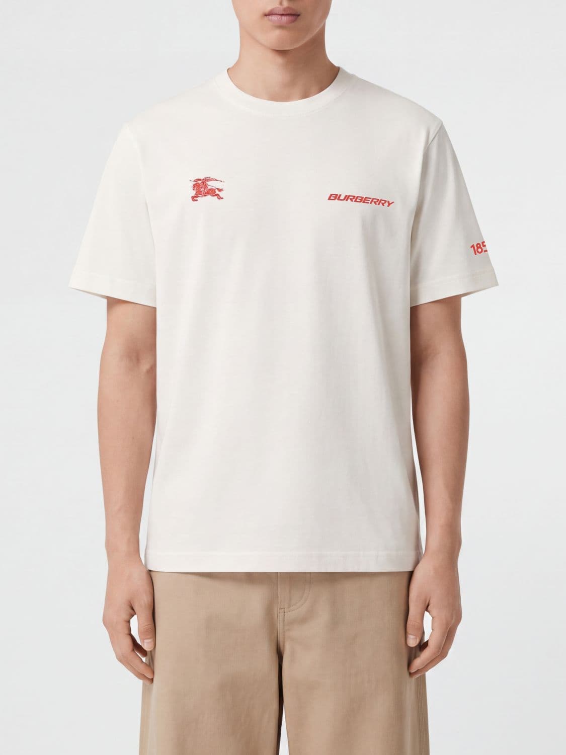 Burberry Cotton T-shirt with Graphic Print and Contrasting Logo