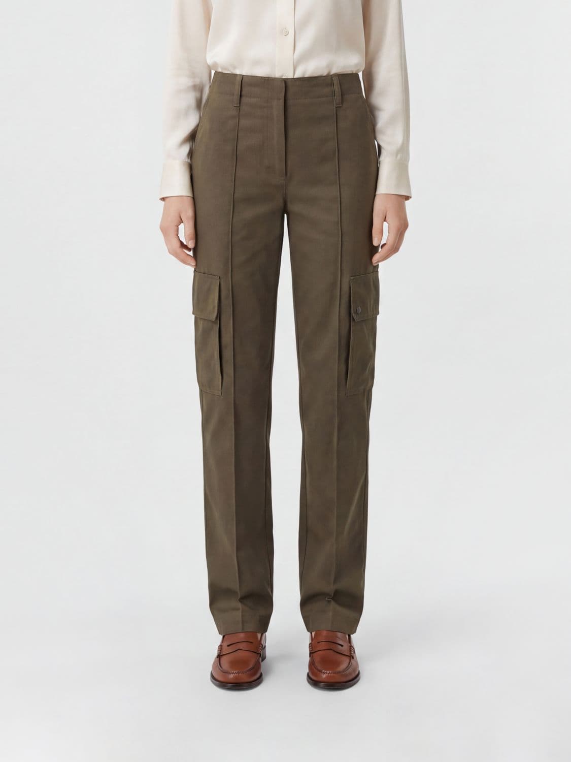 Burberry High-Waisted Slim Fit Cotton-Blend Cargo Trousers