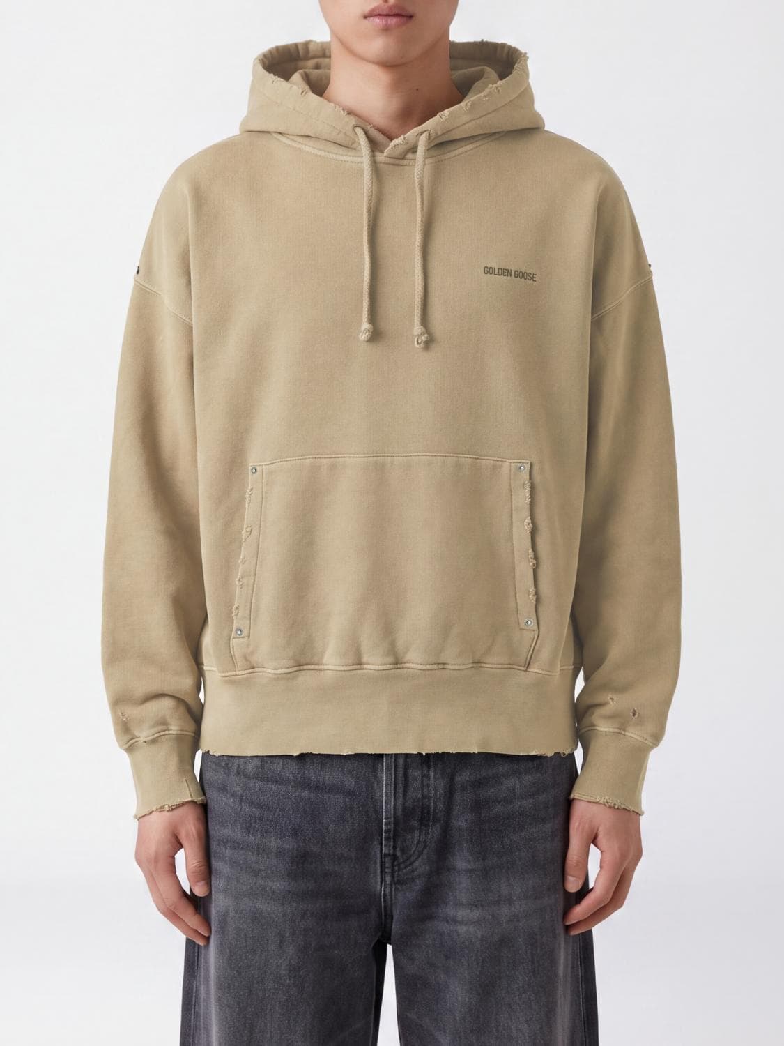 Golden Goose Cotton Hoodie with Contrasting Embroidered Logo