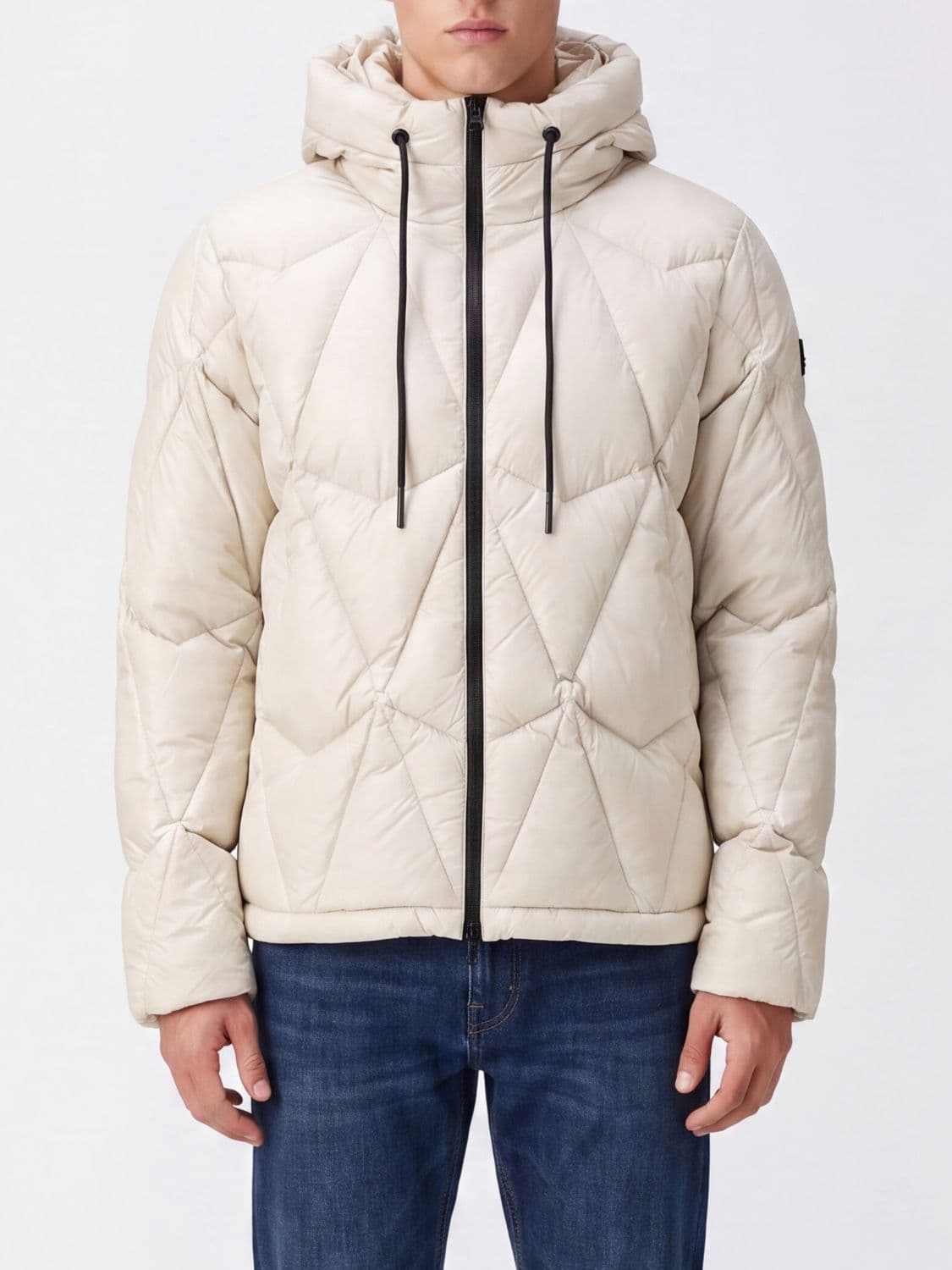 Moose Knuckles Quilted Nylon Hooded Short Down Jacket with Logo Patch