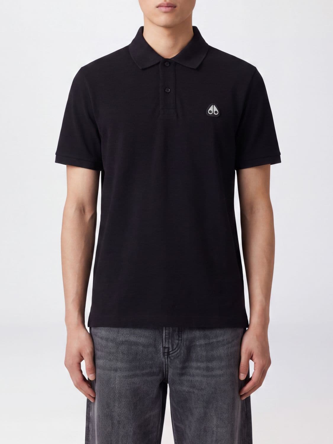 Moose Knuckles Short-Sleeve Cotton Polo Shirt with Applied Logo Patch