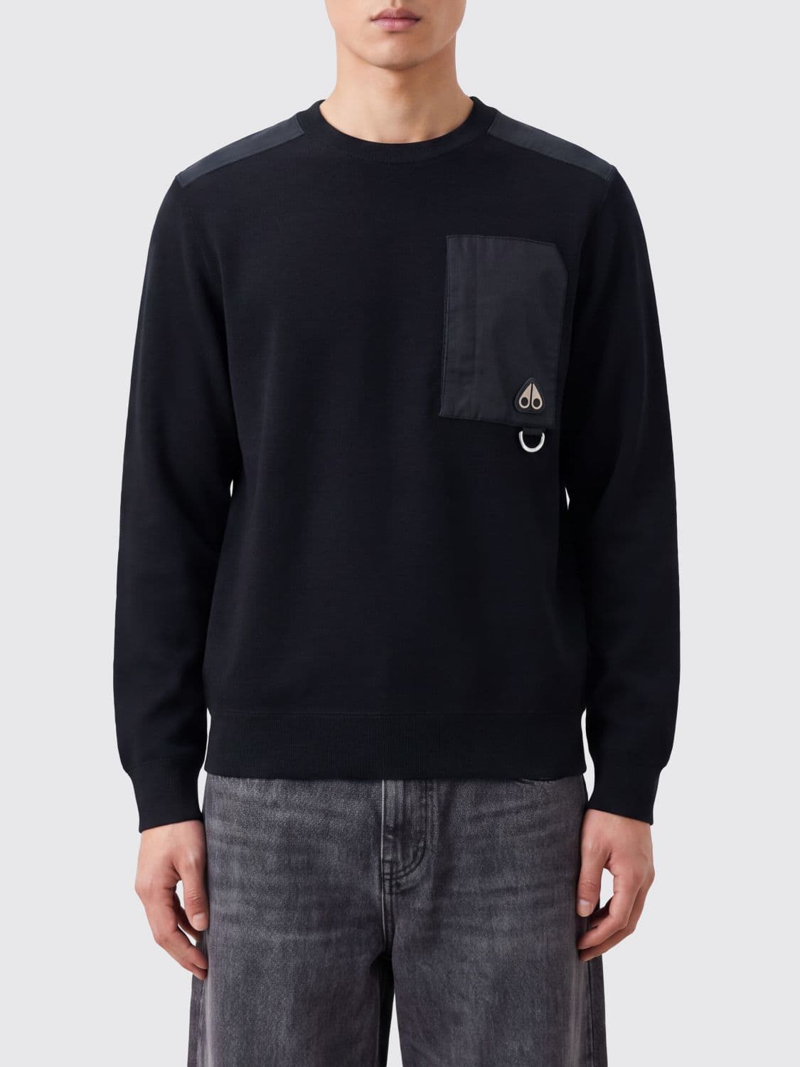 Moose Knuckles Crewneck Cotton-Blend Sweatshirt with Zip Pocket
