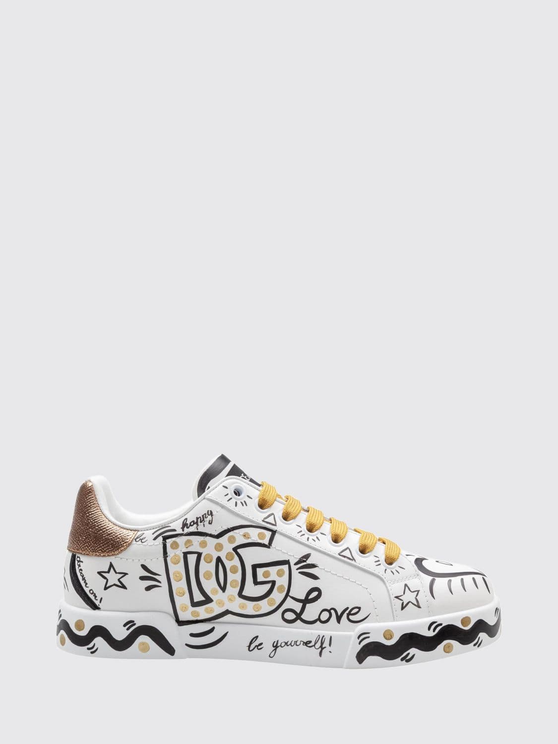 Dolce & Gabbana Portofino Low-Top Sneakers in Calfskin with DG Monogram Print