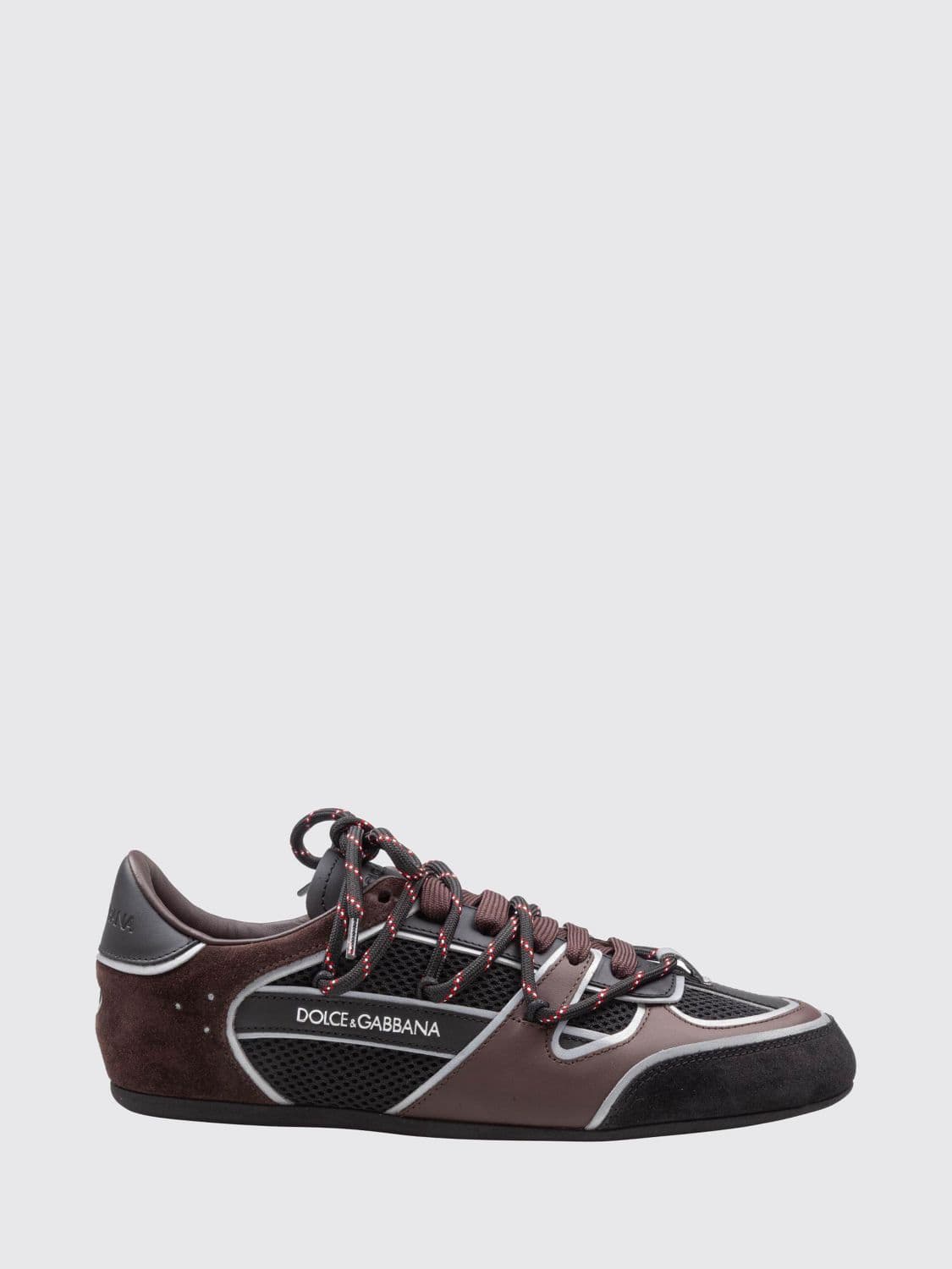 Dolce & Gabbana Two-Tone Low-Top Trainers in Leather and Suede with Contrasting Logo