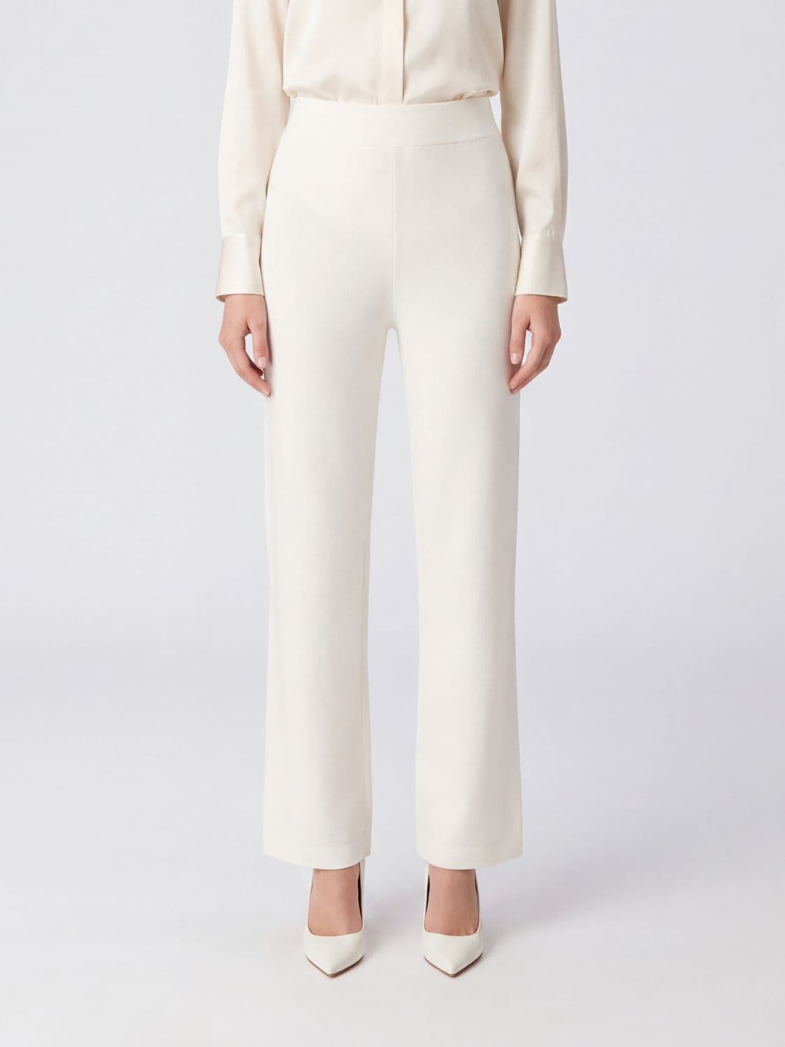 Mm Max Mara High-Waisted Straight Leg Viscose Knit Trousers