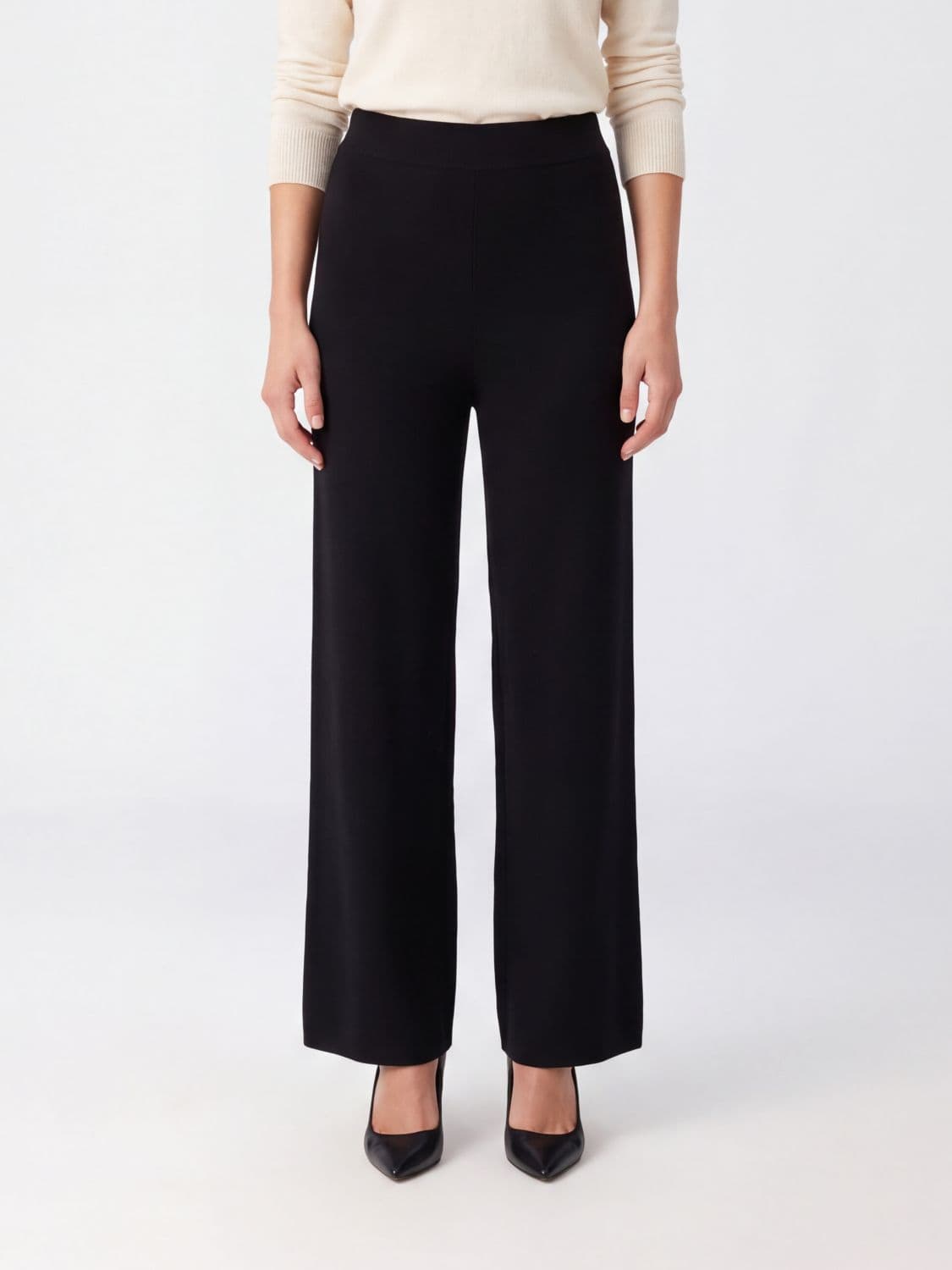 Mm Max Mara High-Waisted Straight Leg Viscose Knit Trousers