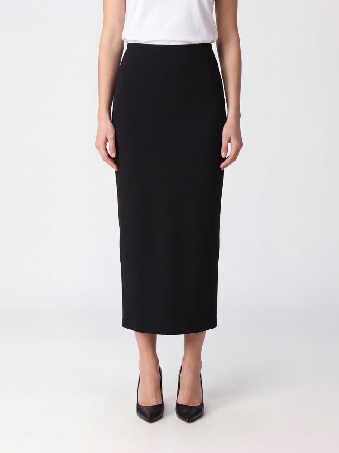 Mm Max Mara High-Waisted Crêpe Midi Pencil Skirt with Slit