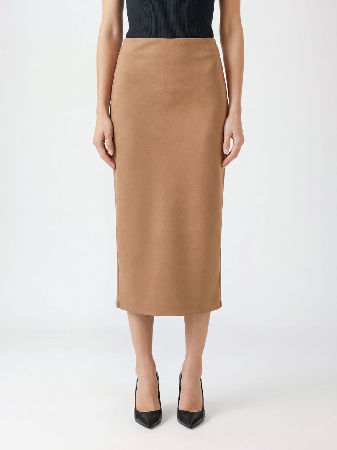 Mm Max Mara High-Waisted Crêpe Midi Pencil Skirt with Slit