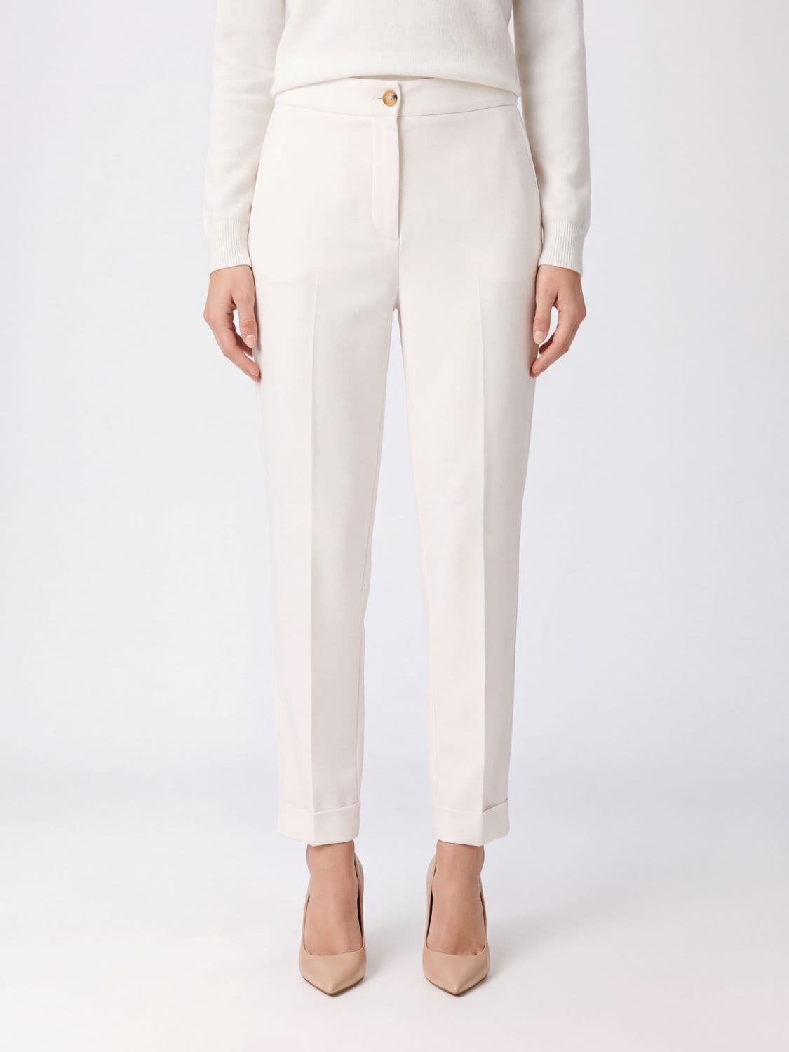 Mm Max Mara Mid-Rise Slim-Fit Cropped Technical Jersey Trousers