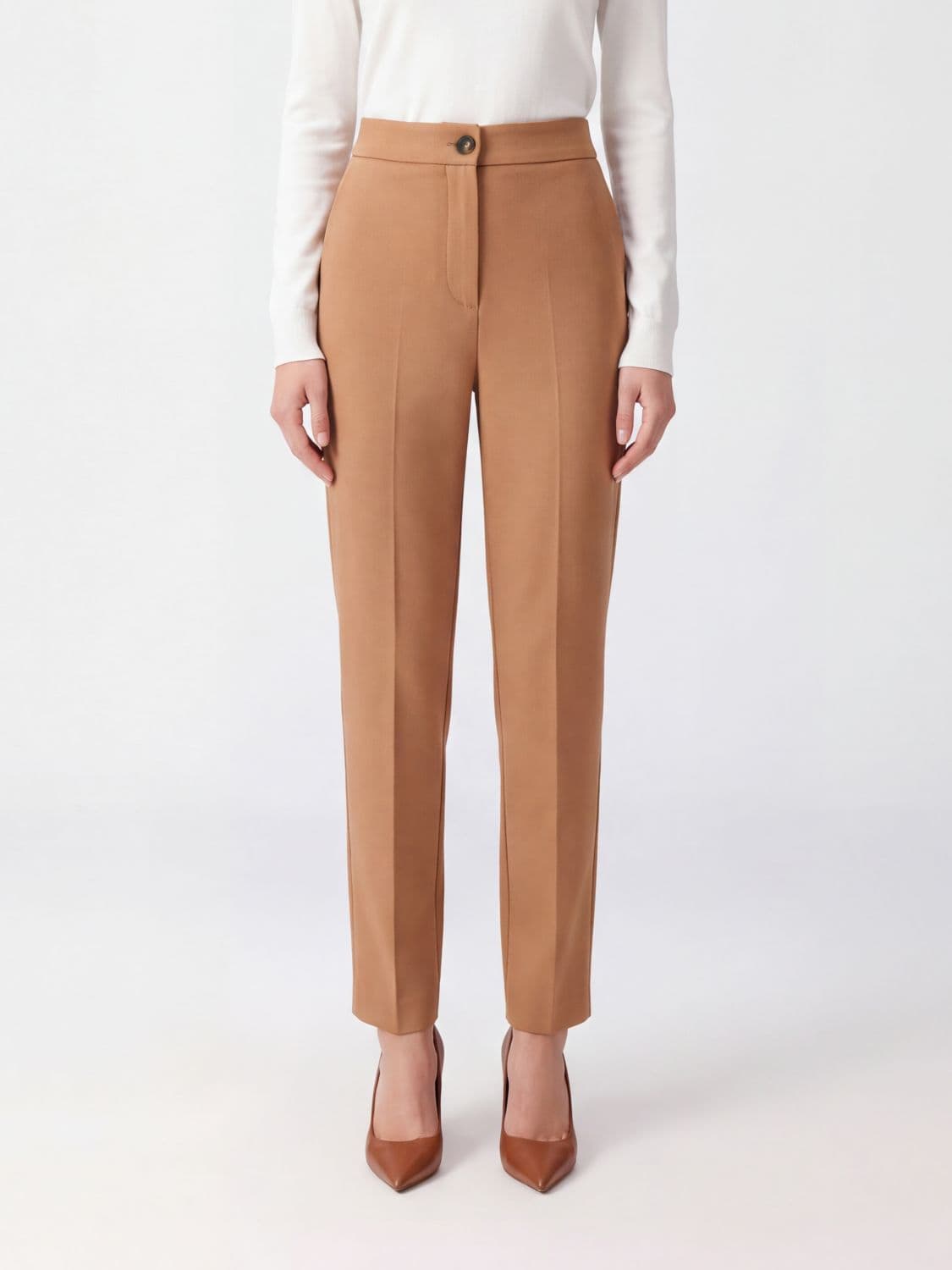 Mm Max Mara Mid-Rise Slim-Fit Cropped Technical Jersey Trousers