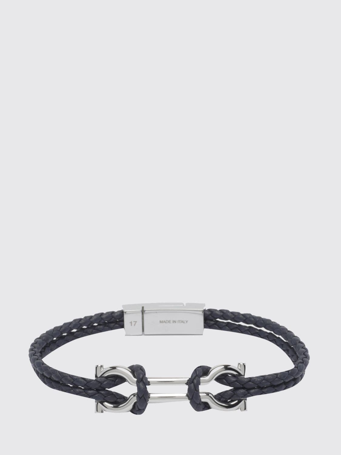 Ferragamo Woven Leather Gancini Bracelet with Magnetic Closure