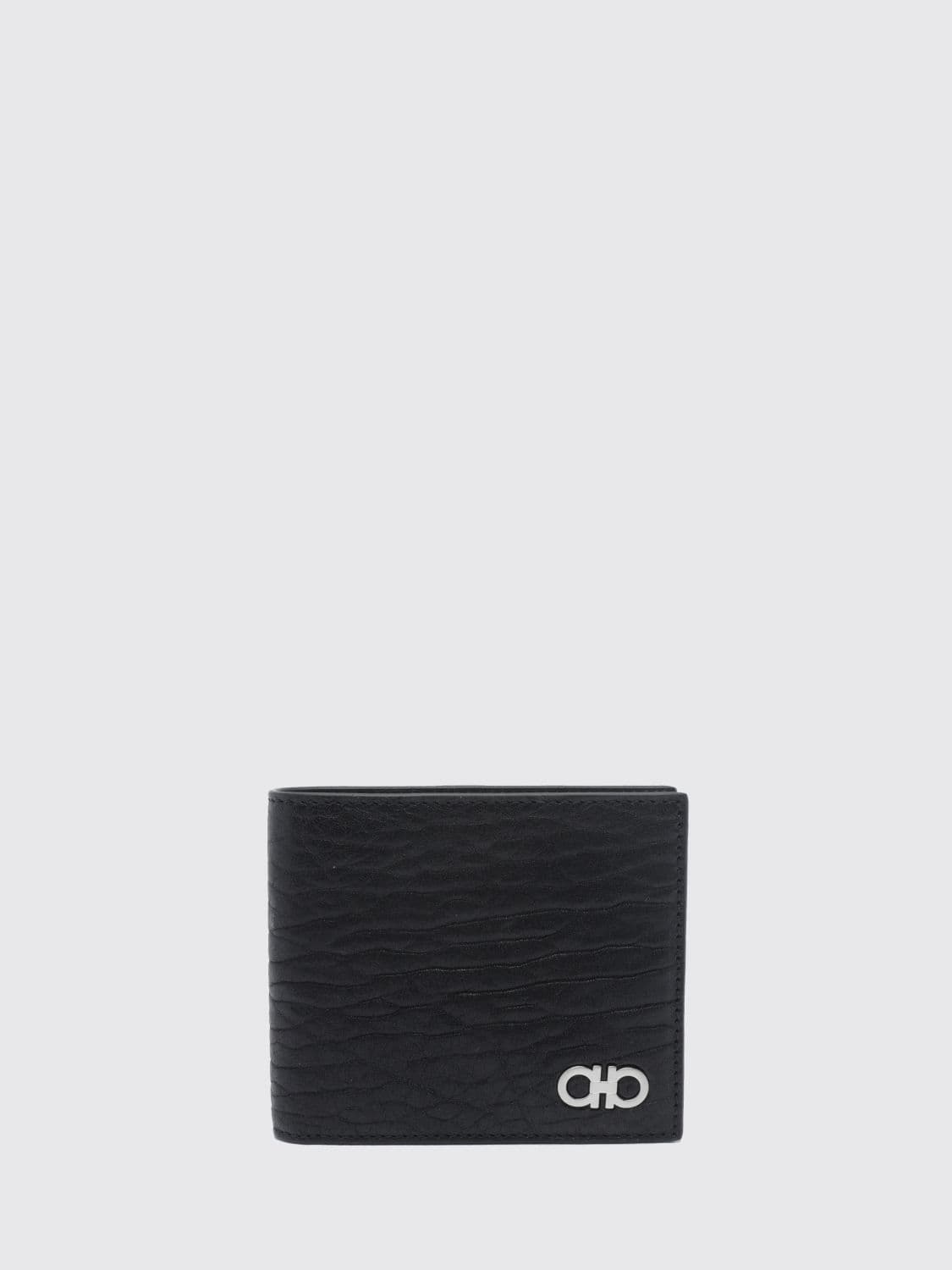Ferragamo Grained Calfskin Bifold Wallet with Gancini Logo · OS