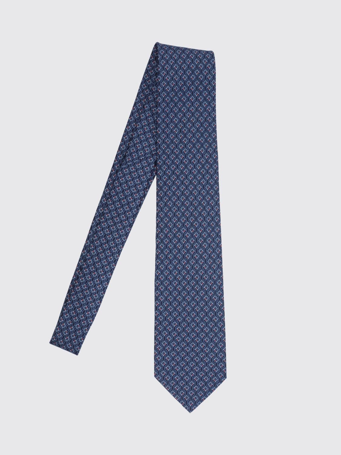 Ferragamo Pure Silk Tie with All-Over Gancini Monogram Pattern