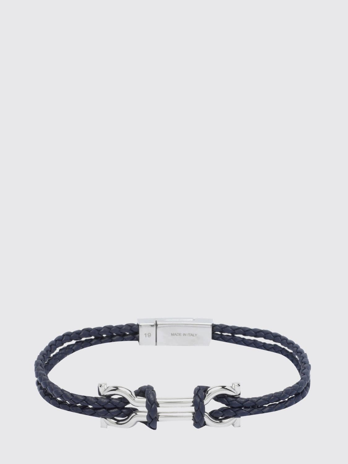 Ferragamo Woven Leather Bracelet with Gancini Magnetic Closure · OS