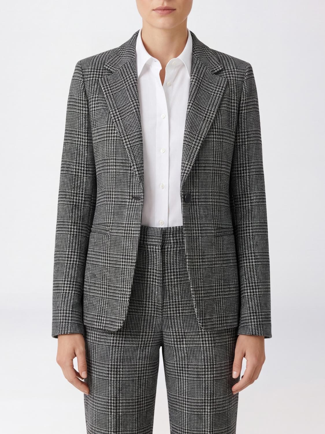 Mm Max Mara Single-Breasted Prince of Wales Check Blazer in Viscose Blend