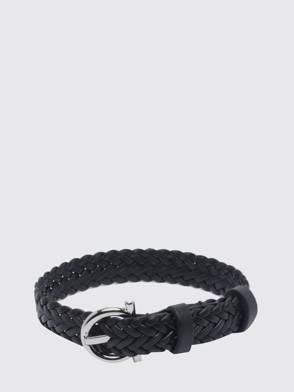 Ferragamo Adjustable Woven Calf Leather Bracelet with Gancini Buckle · OS