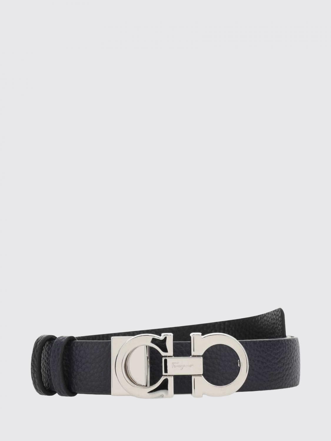 Ferragamo Calf Leather Belt with Maxi Gancini Metal Buckle