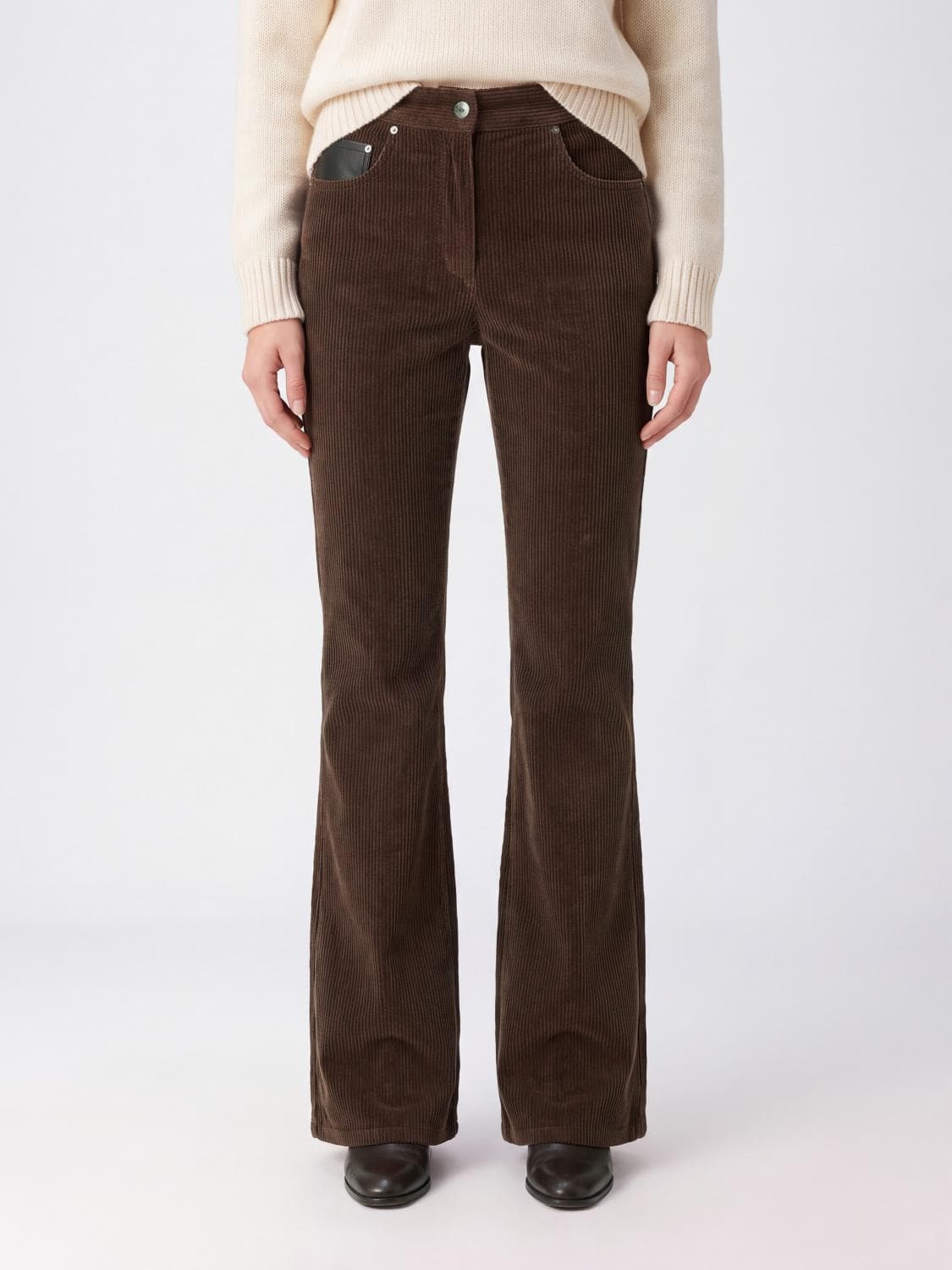 Mm Max Mara High-Waisted Flared Corduroy Trousers