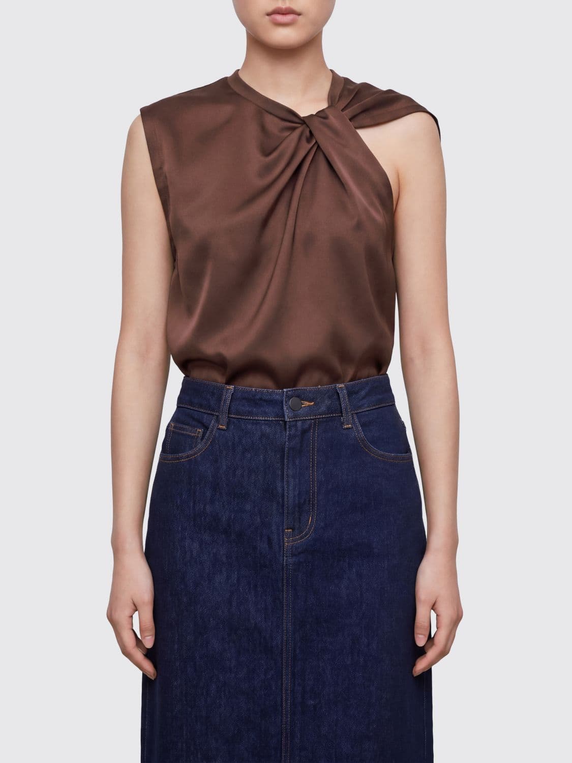 Pinko Draped Asymmetrical Satin Evening Top