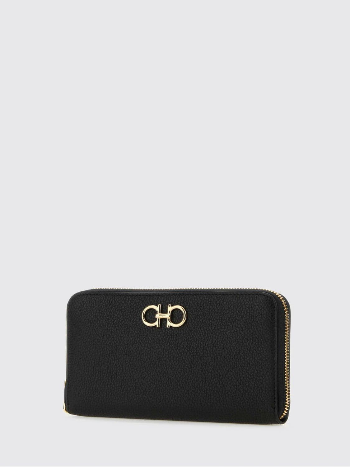 Ferragamo Gancini Clasp Calfskin Leather Wallet · OS