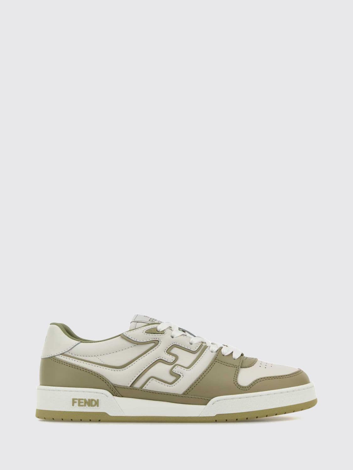 Fendi Match Low Top Sneakers in Smooth Calfskin with FF Monogram and Perforated Toe