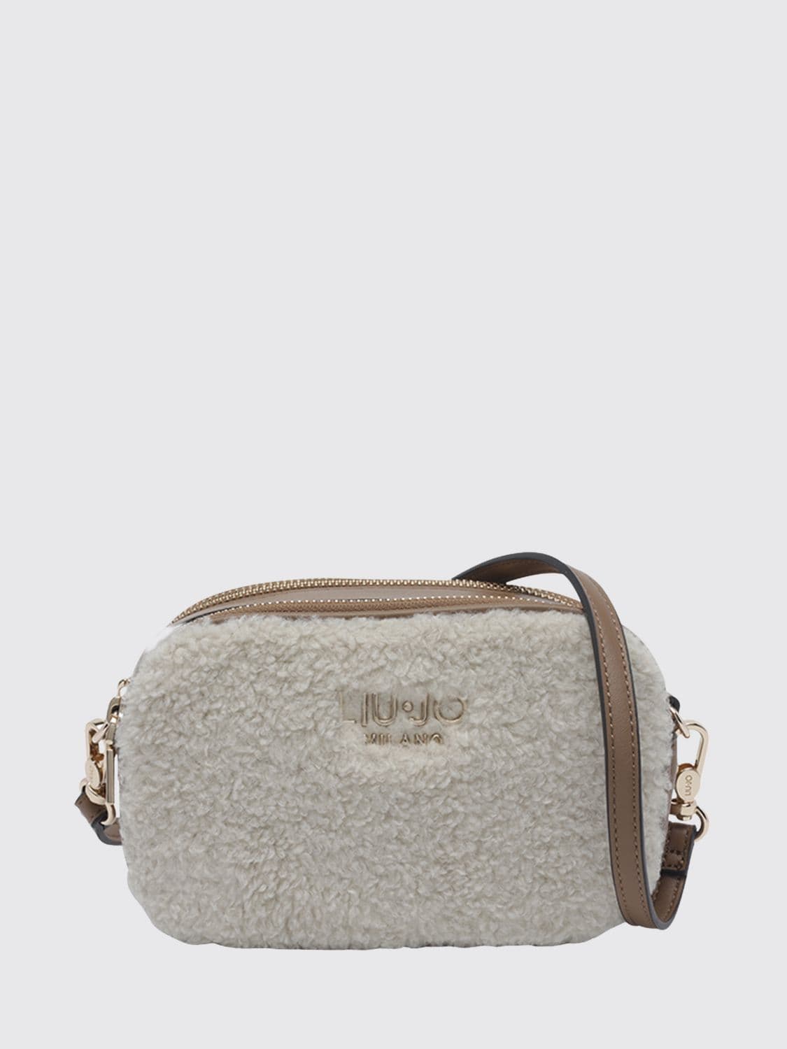 Liu Jo Mini Crossbody Bag in Faux Fur with Double Zip Closure