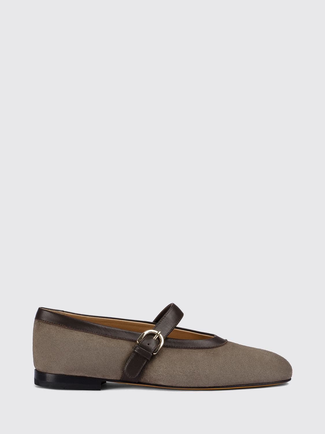Doucal's Mary Jane Suede Flats with Strap