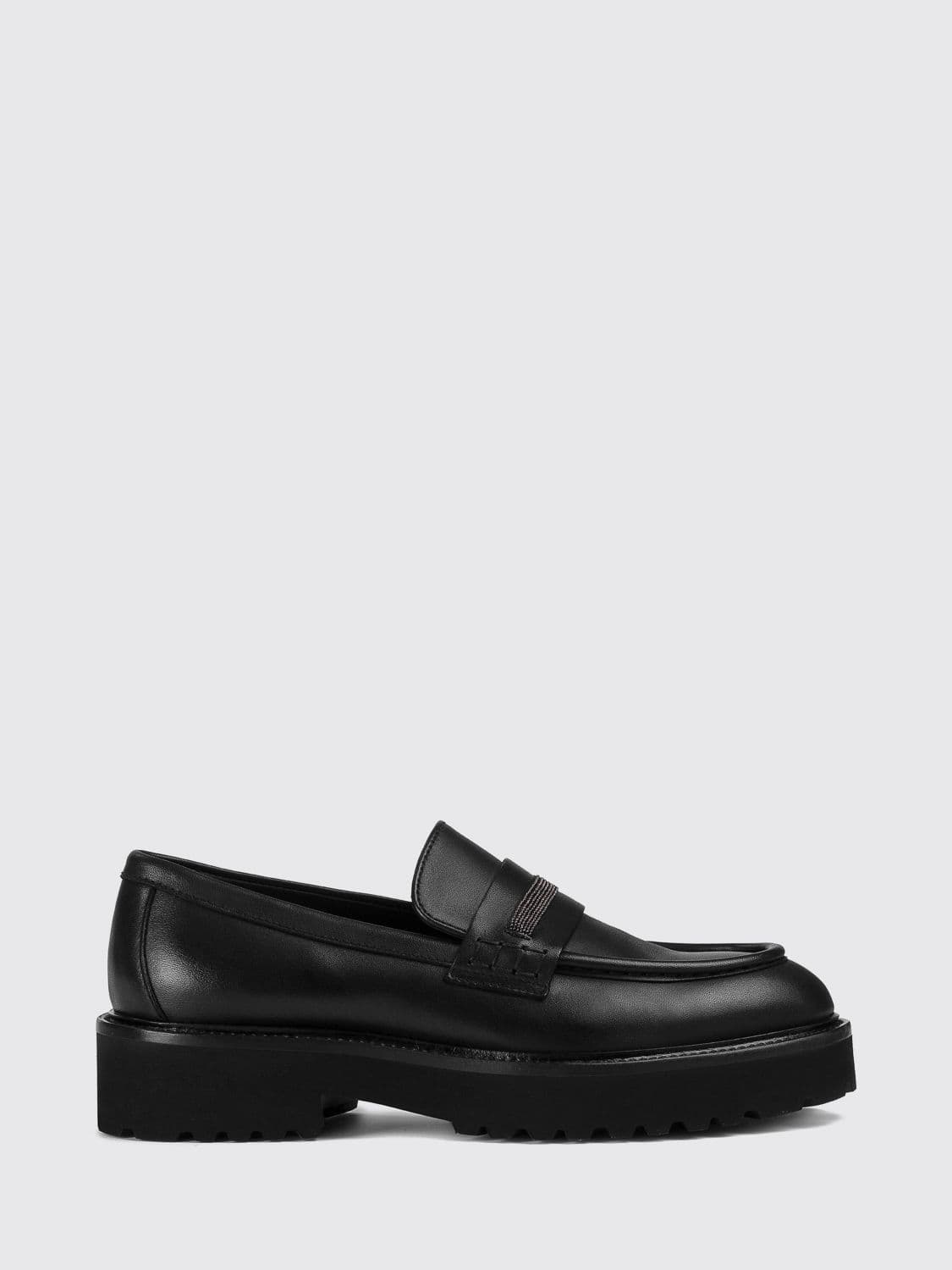 Doucal's Smooth Leather Penny Loafers with Lug Sole