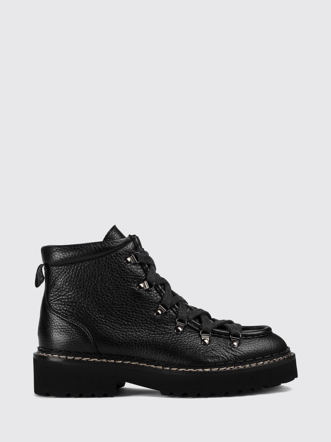 Doucal's Lace-Up Deerskin Combat Boots with Lug Sole