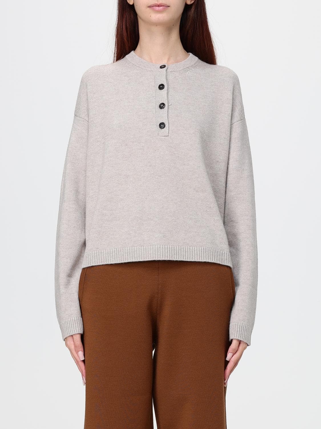 's Max Mara Crewneck Cardigan in Wool and Cashmere with Dropped Shoulders