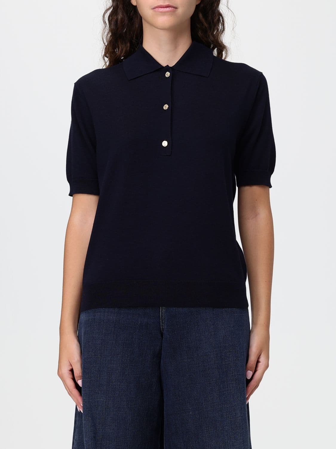 's Max Mara Short-Sleeved Knit Polo in a Silk, Cashmere and Cotton Blend