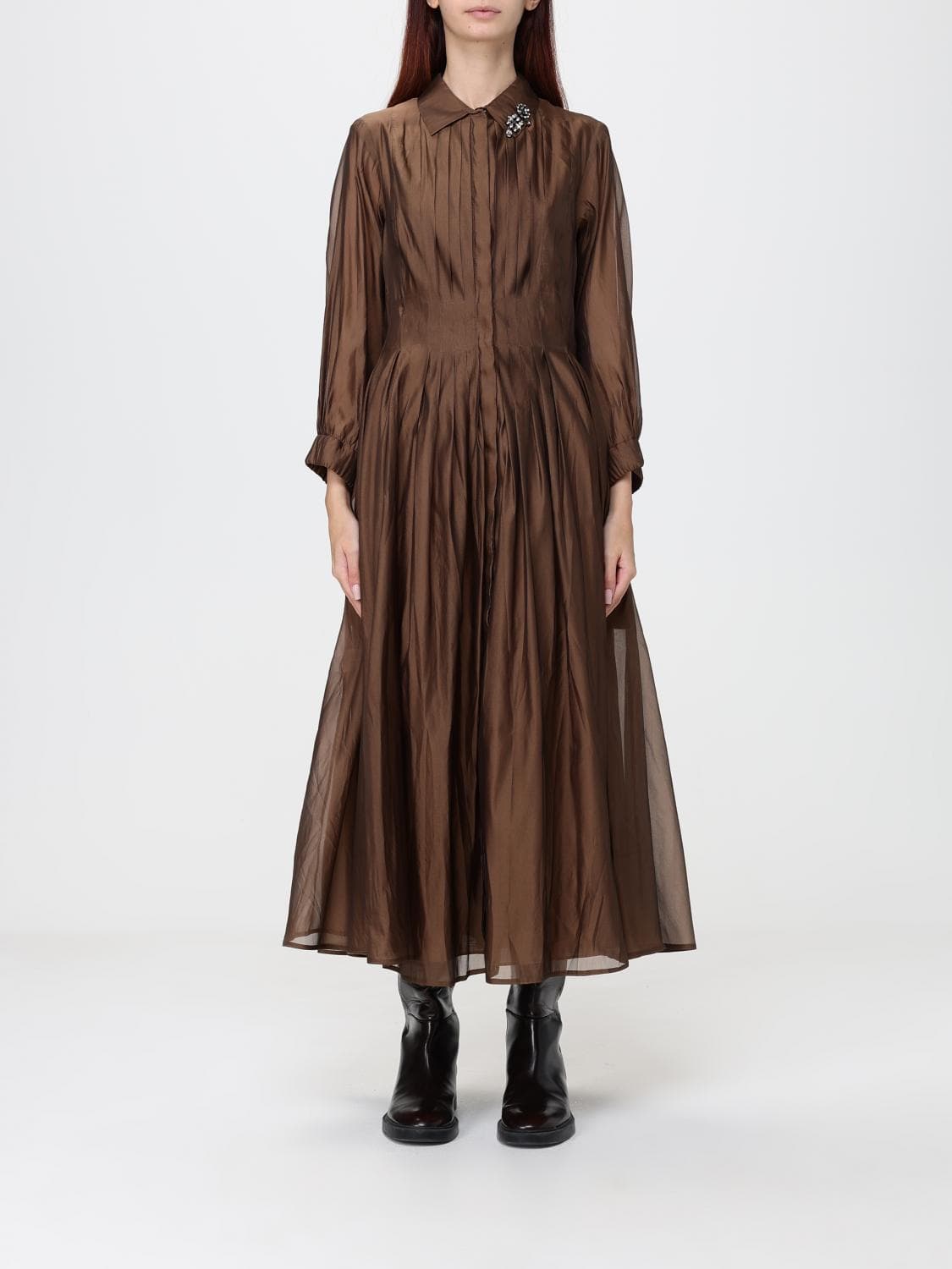 's Max Mara Jewel-Embroidered Silk Organza Midi Chemisier Dress