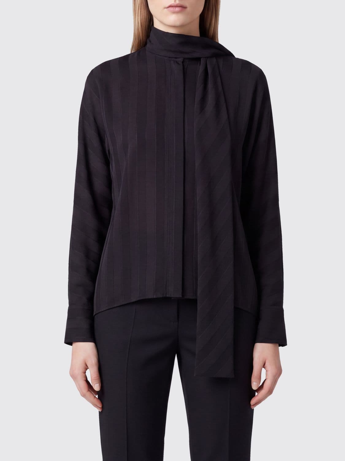 Sportmax Relaxed-Fit Viscose Blouse with Pussy-Bow Neck