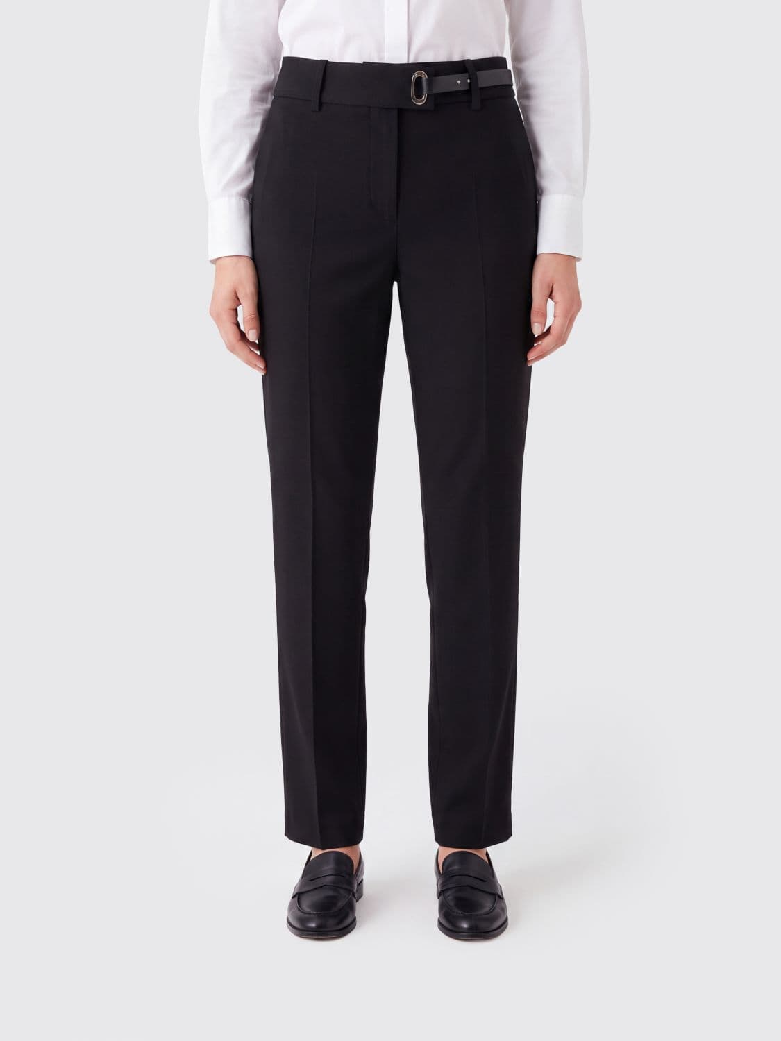 Sportmax Mid-Rise Skinny Fit Crêpe Trousers with Hem Slits
