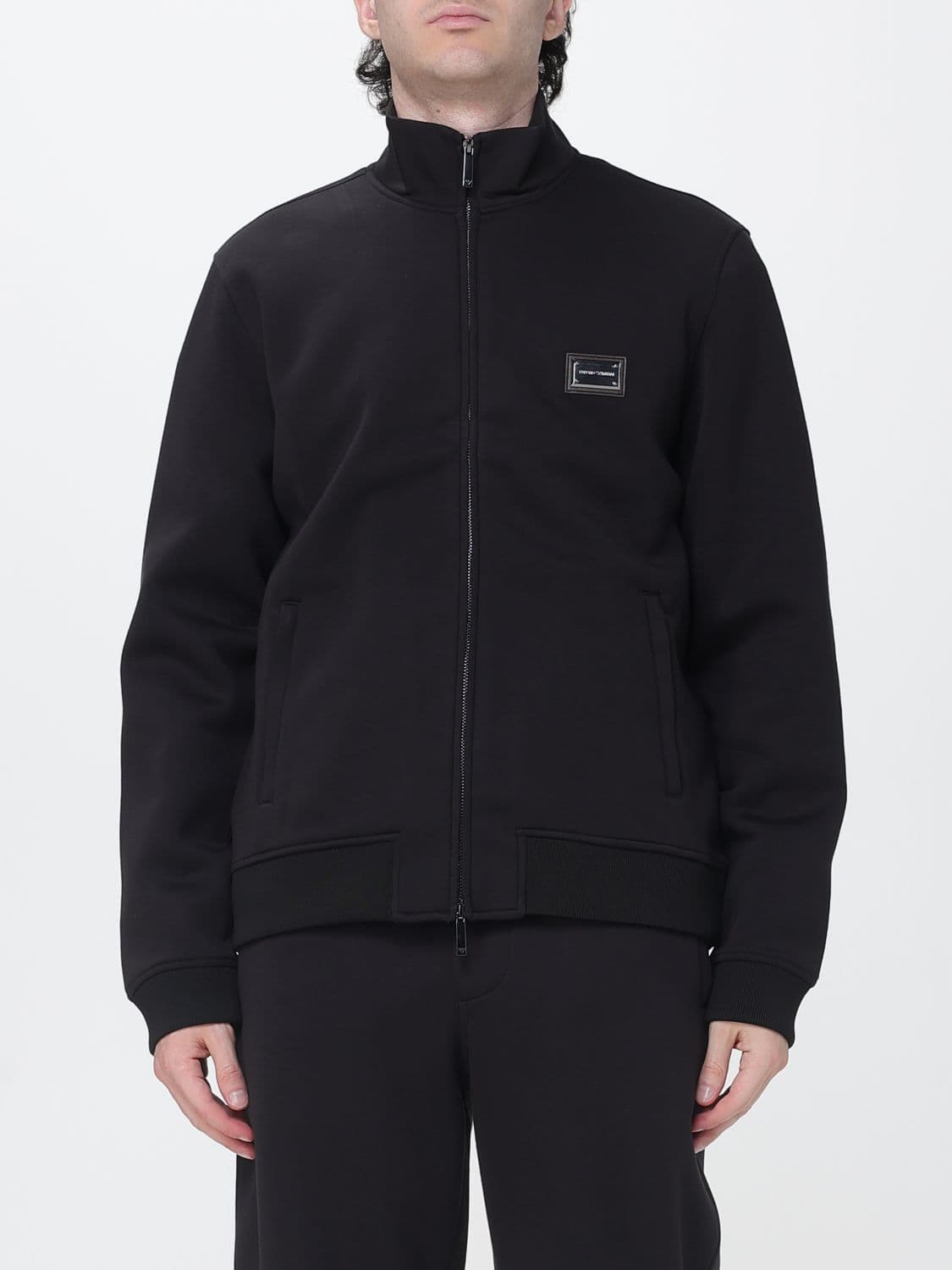 Emporio Armani Modal Turtleneck Zip-Up Sweatshirt with Pouch Pocket