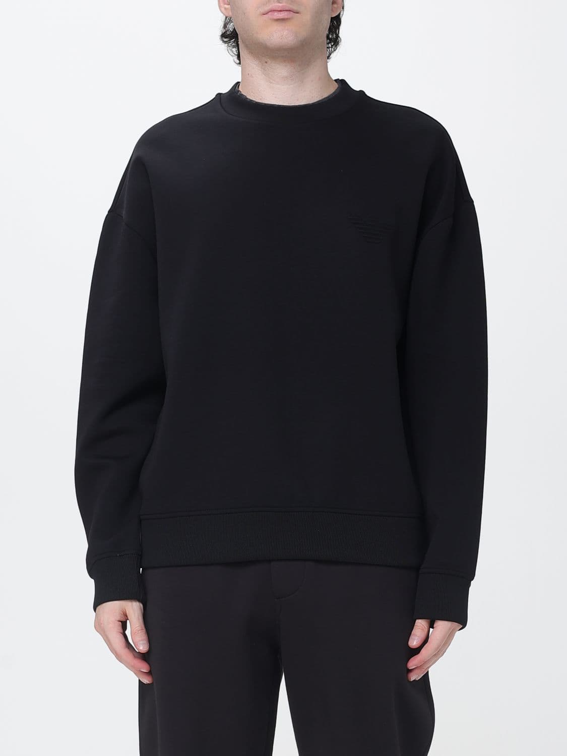 Emporio Armani Patterned Print Cotton Crewneck Jumper