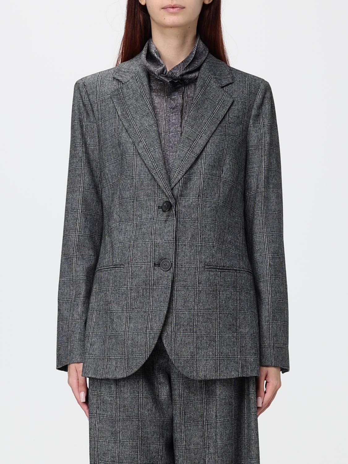 Emporio Armani Prince of Wales Check Wool-Blend Single-Breasted Blazer