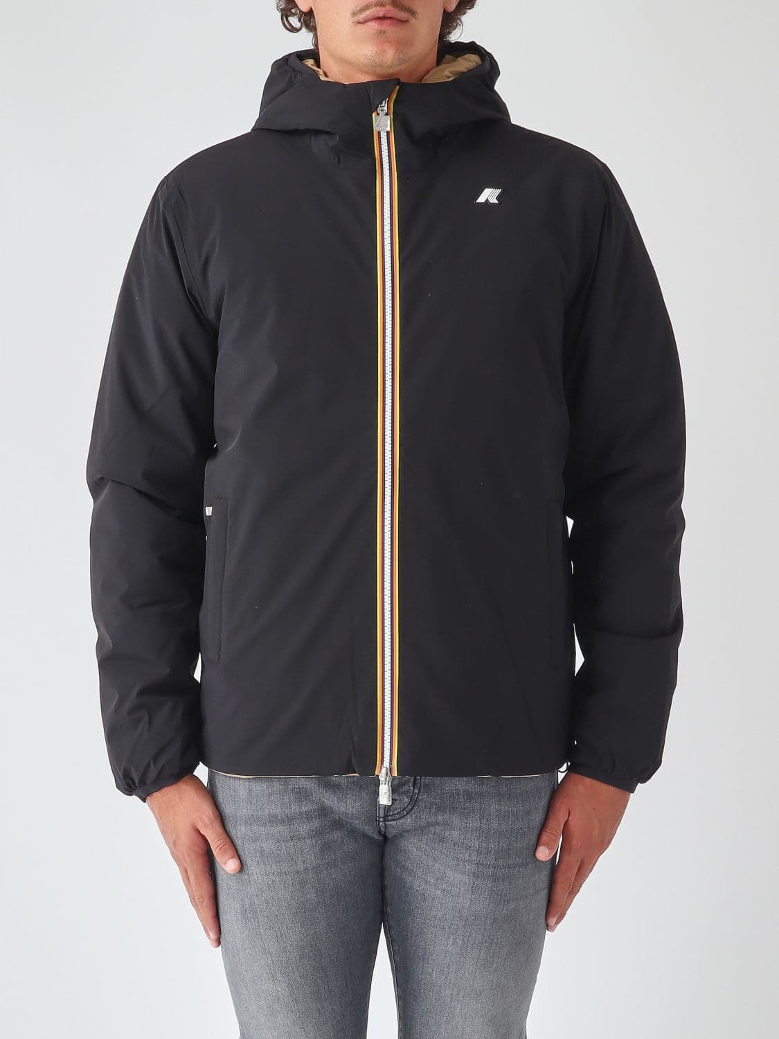 K-Way Reversible Hooded Windbreaker in Recycled Nylon