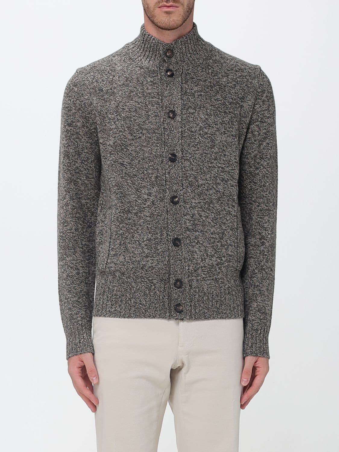 Zanone Virgin Wool Turtleneck Cardigan with Buttons